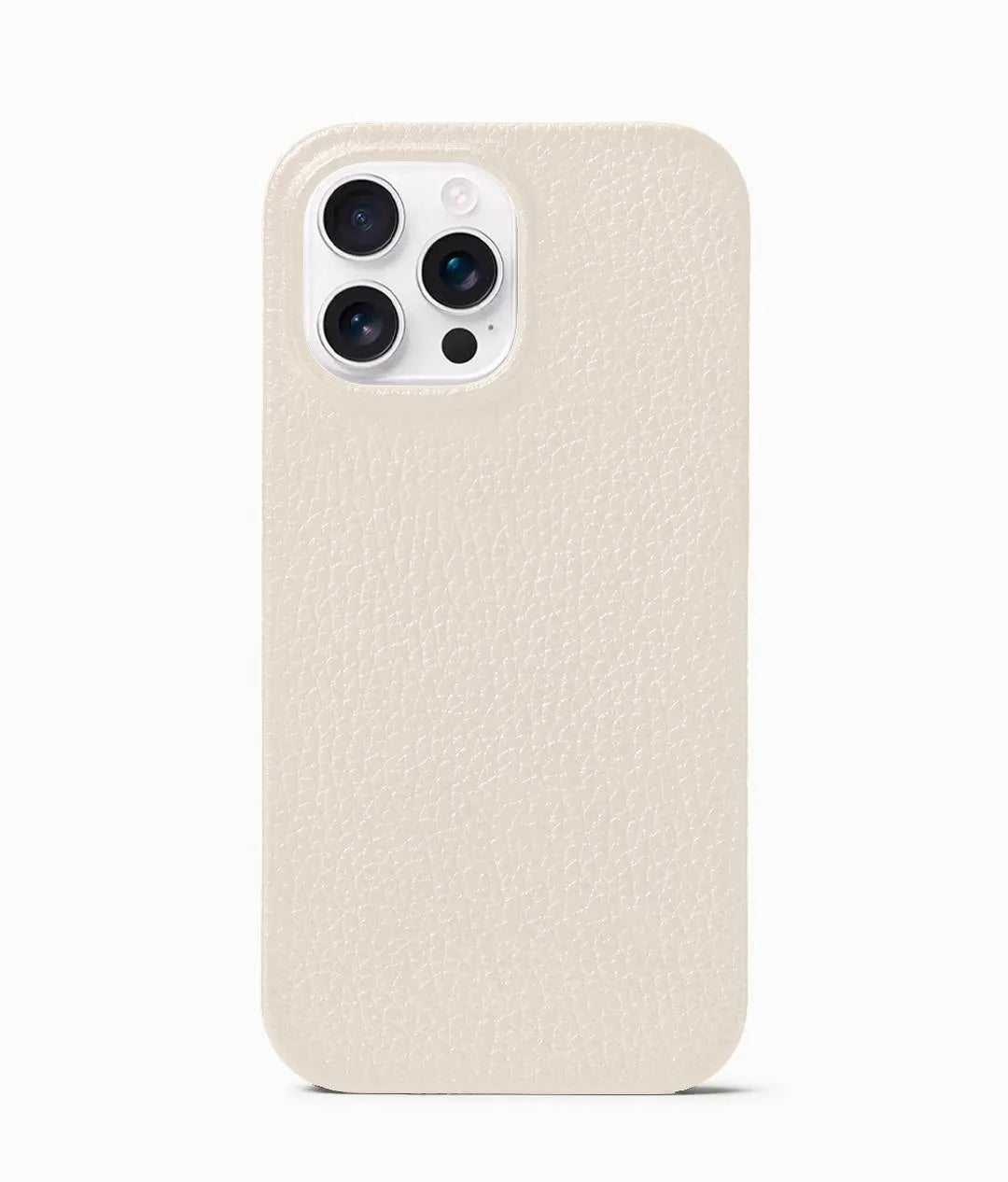 Beige Pebble Leather Letter Phone Case