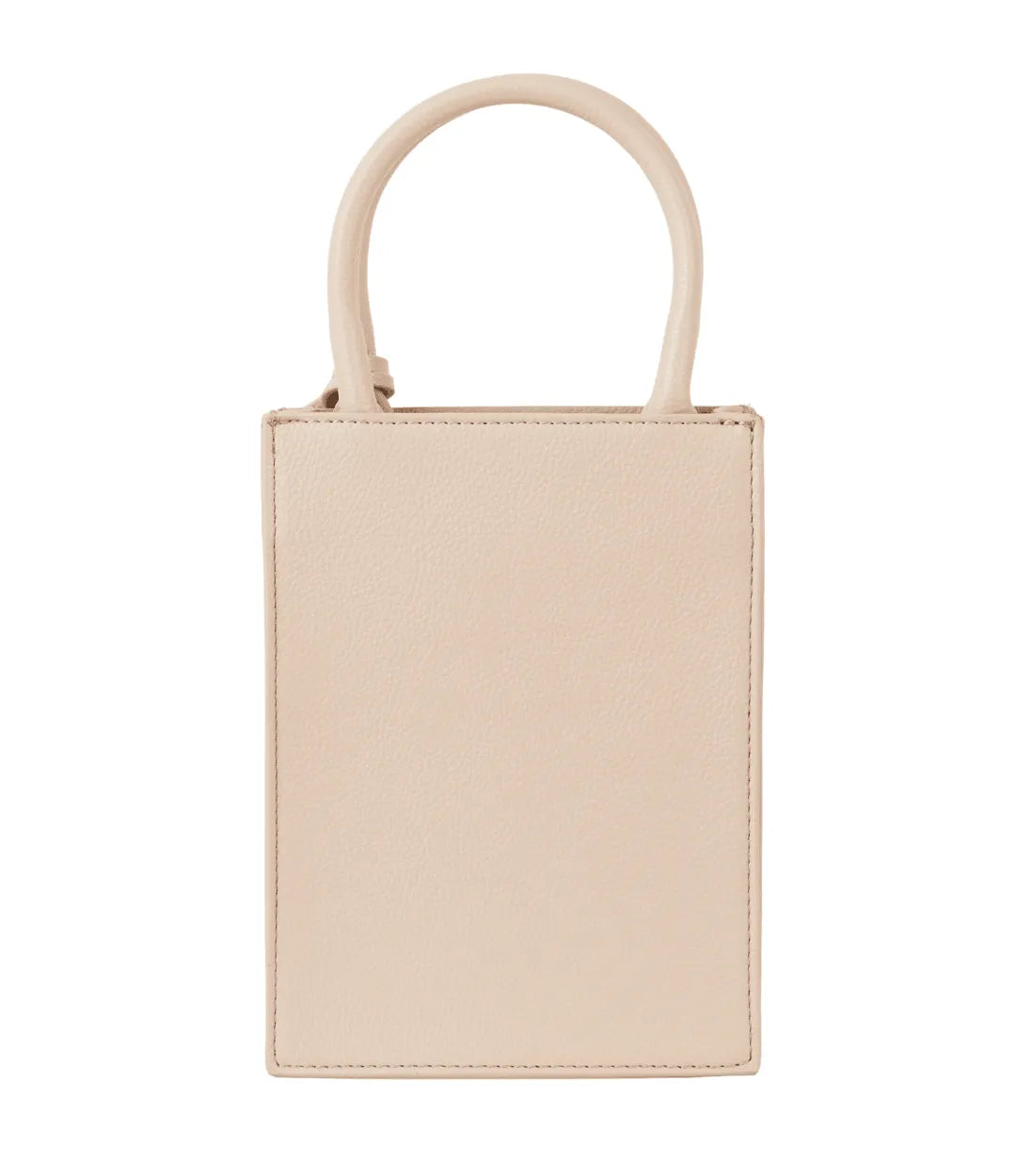 Beige Pebble Genuine Leather Mini Tote Bag