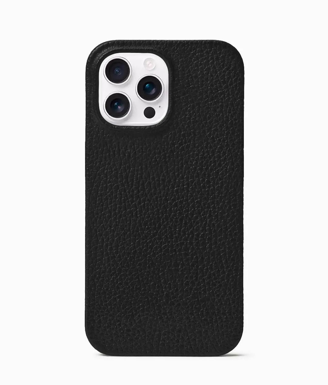 Black Pebble Leather Letter Phone Case