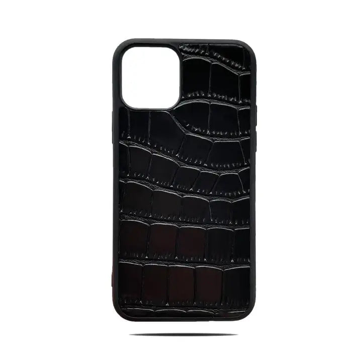 Black Croc Leather Phone Case