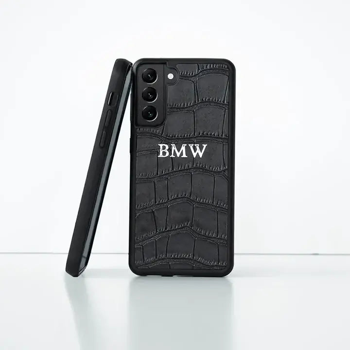 Black Croc Leather Phone Case