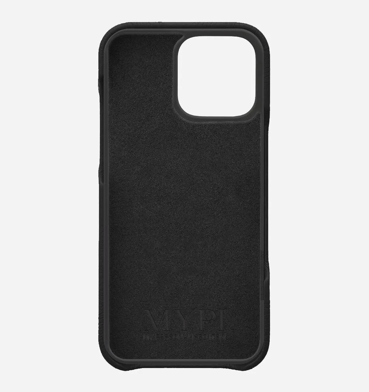 Black Pebble Leather Letter Phone Case