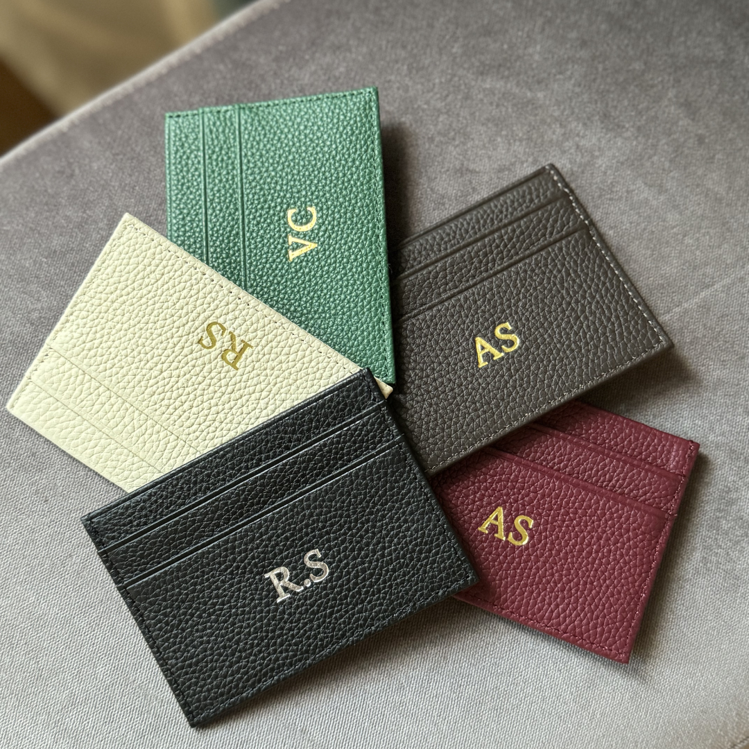 Genuine Pebble Leather Card Holder