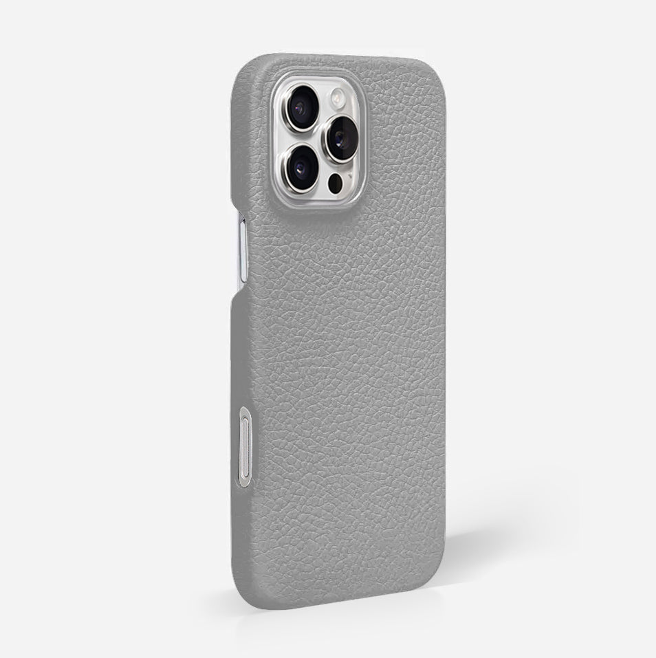 Grey Pebble Leather Phone Case