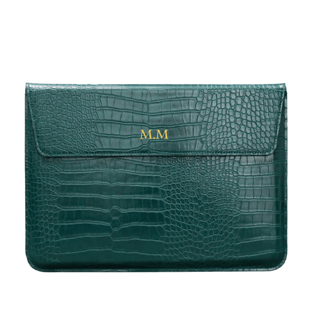 Personalised Leather Laptop Sleeve with Stand