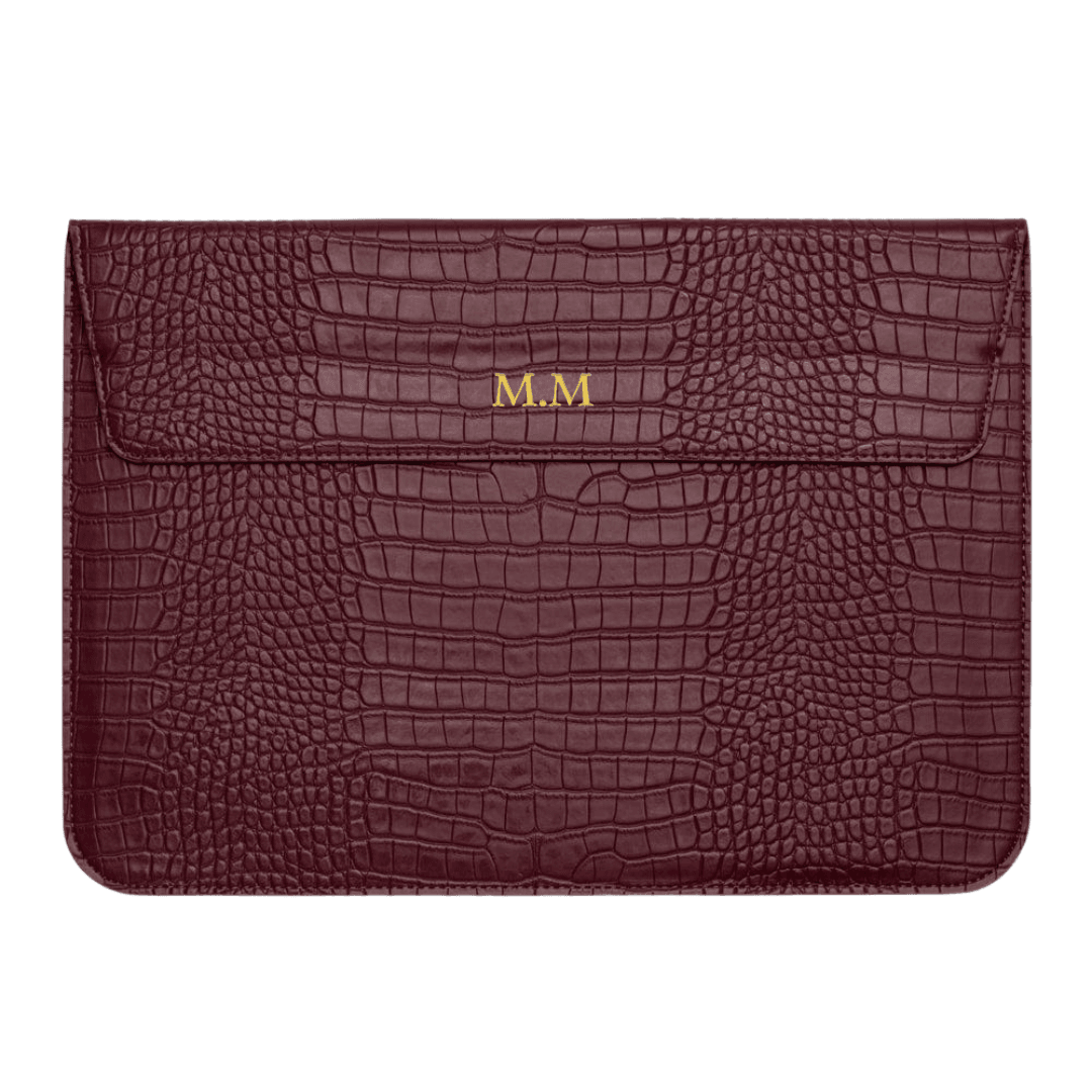 Personalised Leather Laptop Sleeve with Stand