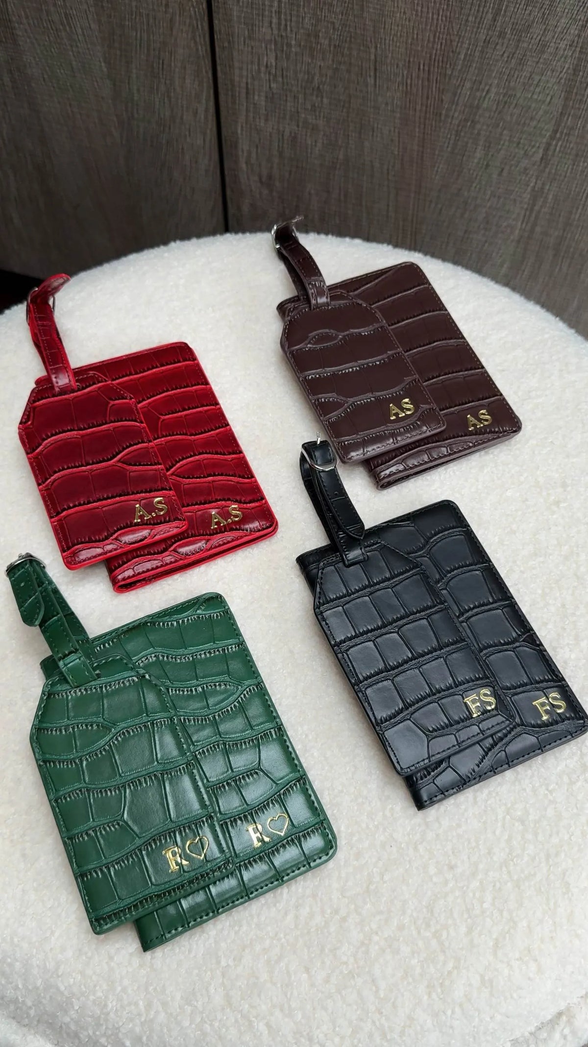 Croc Leather Luggage Tag & Passport Holder | Travel Essentials