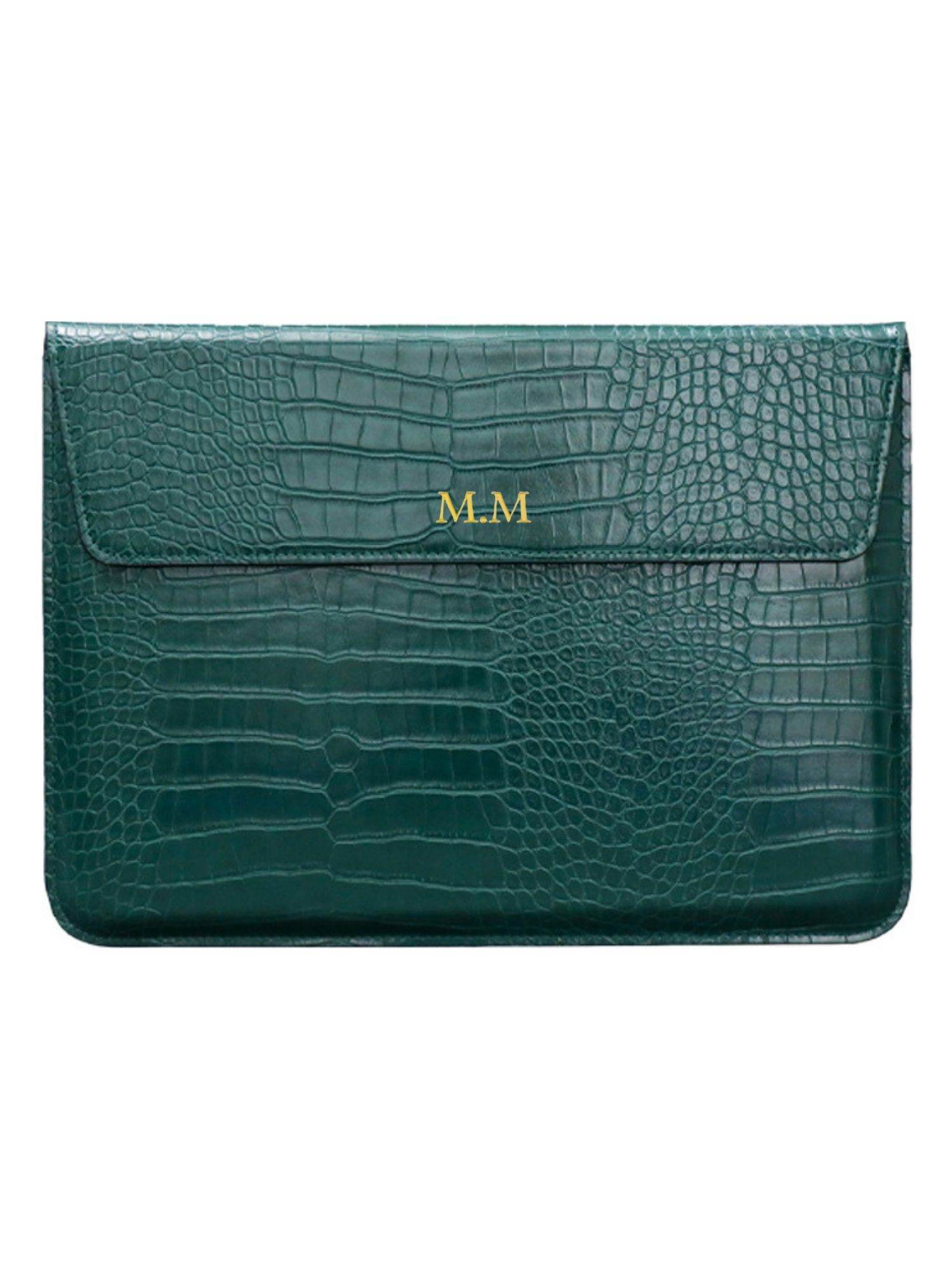 Green Leather Laptop Sleeve