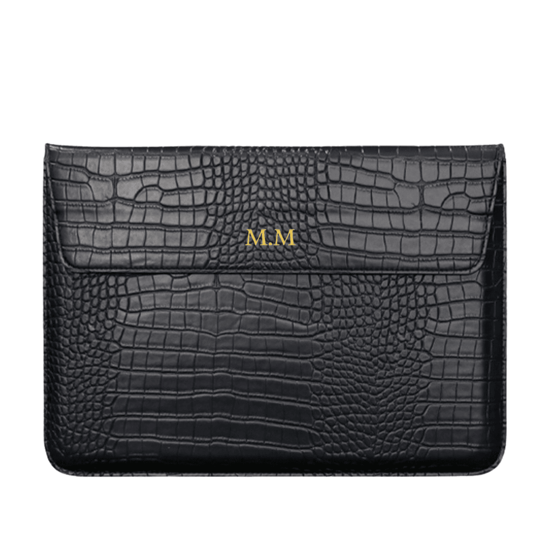 Personalised Leather Laptop Sleeve with Stand