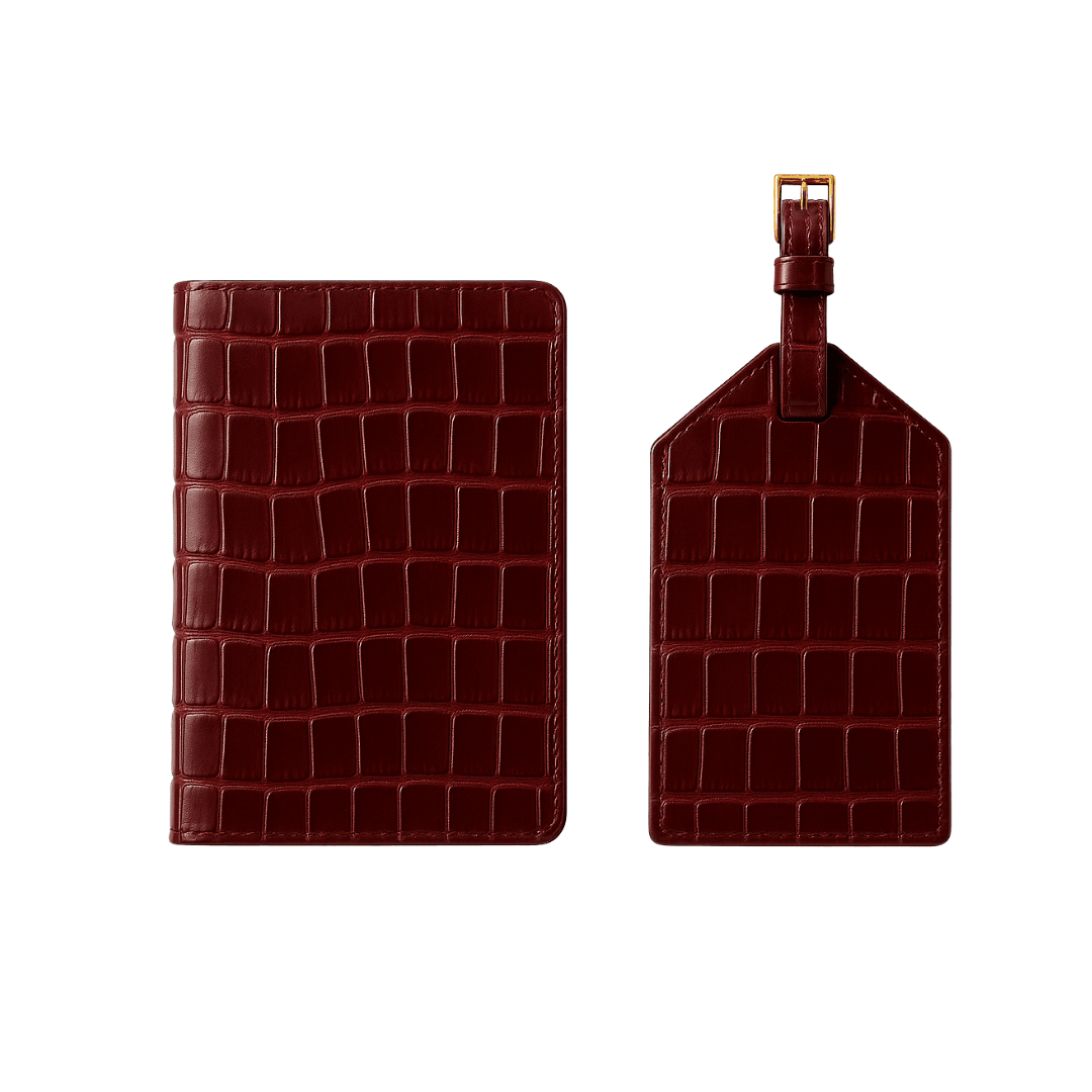 Croc Leather Luggage Tag & Passport Holder | Travel Essentials