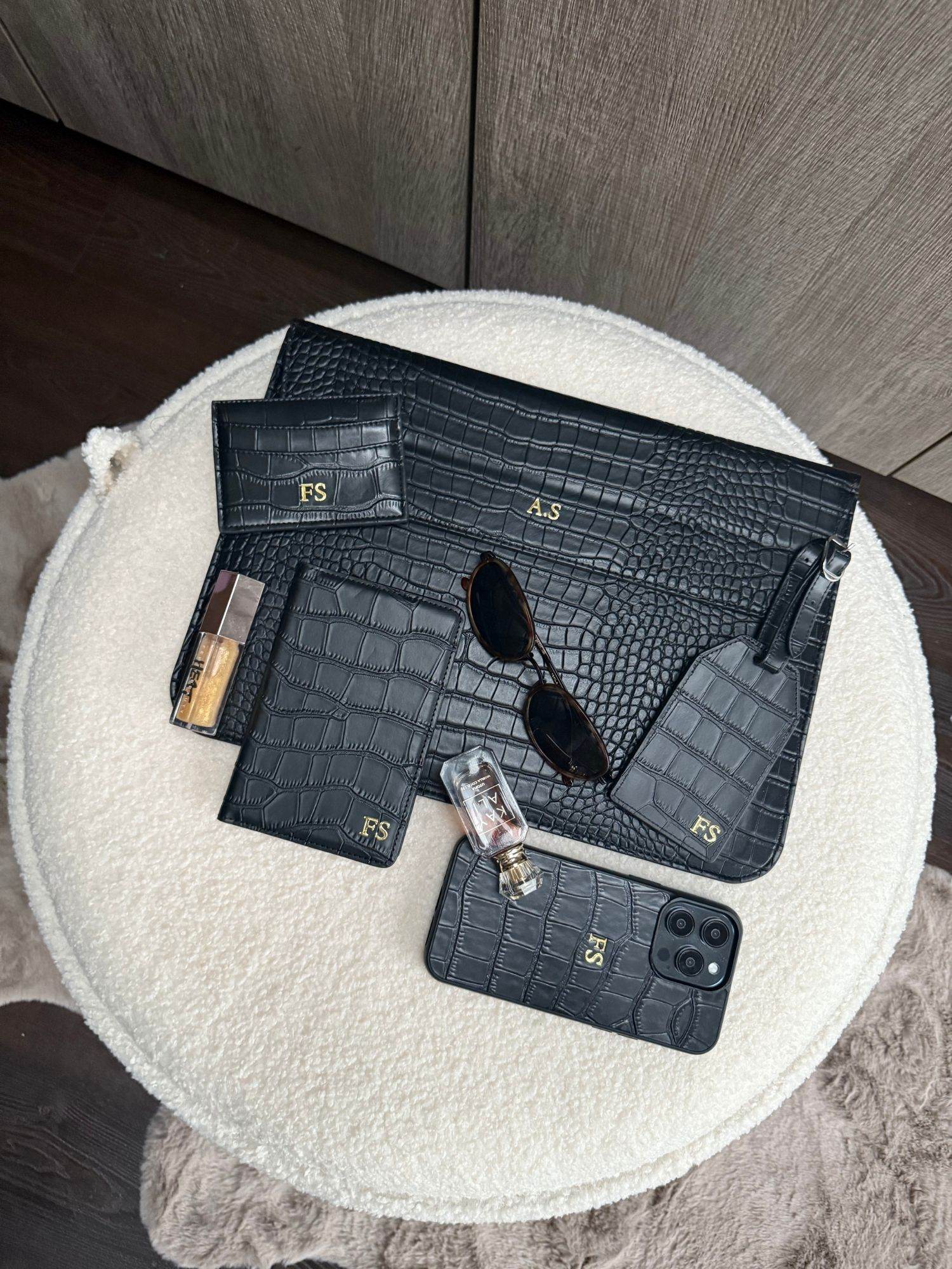 Black Leather Laptop Sleeve